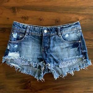 ZARA Distressed Denim Jean Shorts